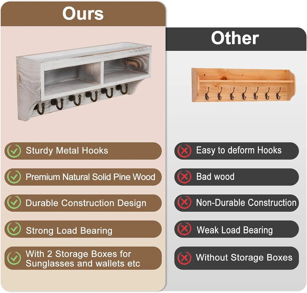 Rustic Wood Wall Mail Organizer