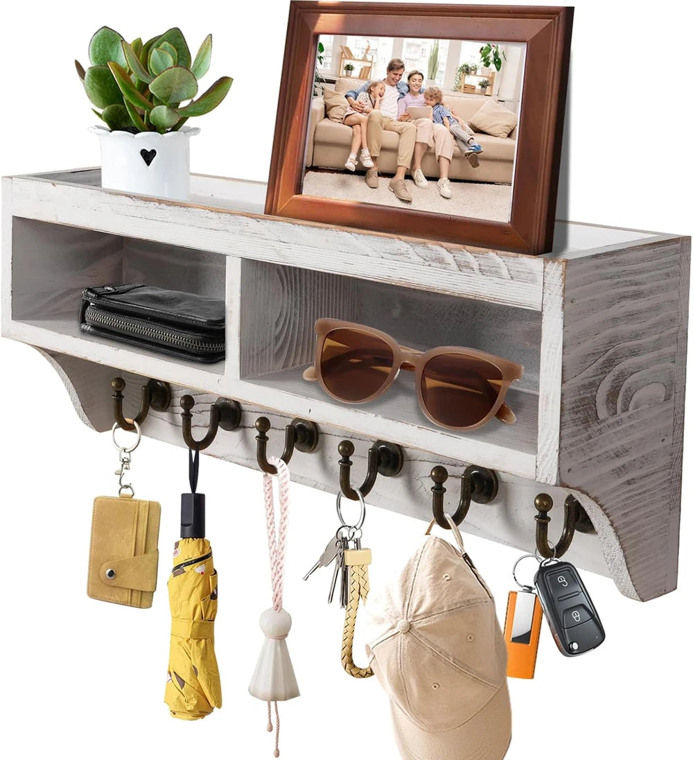 Rustic Wood Wall Mail Organizer