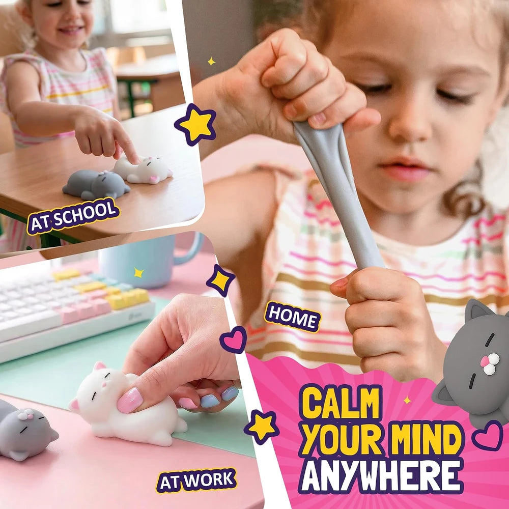 Mini Silicone Squishy Cat Set