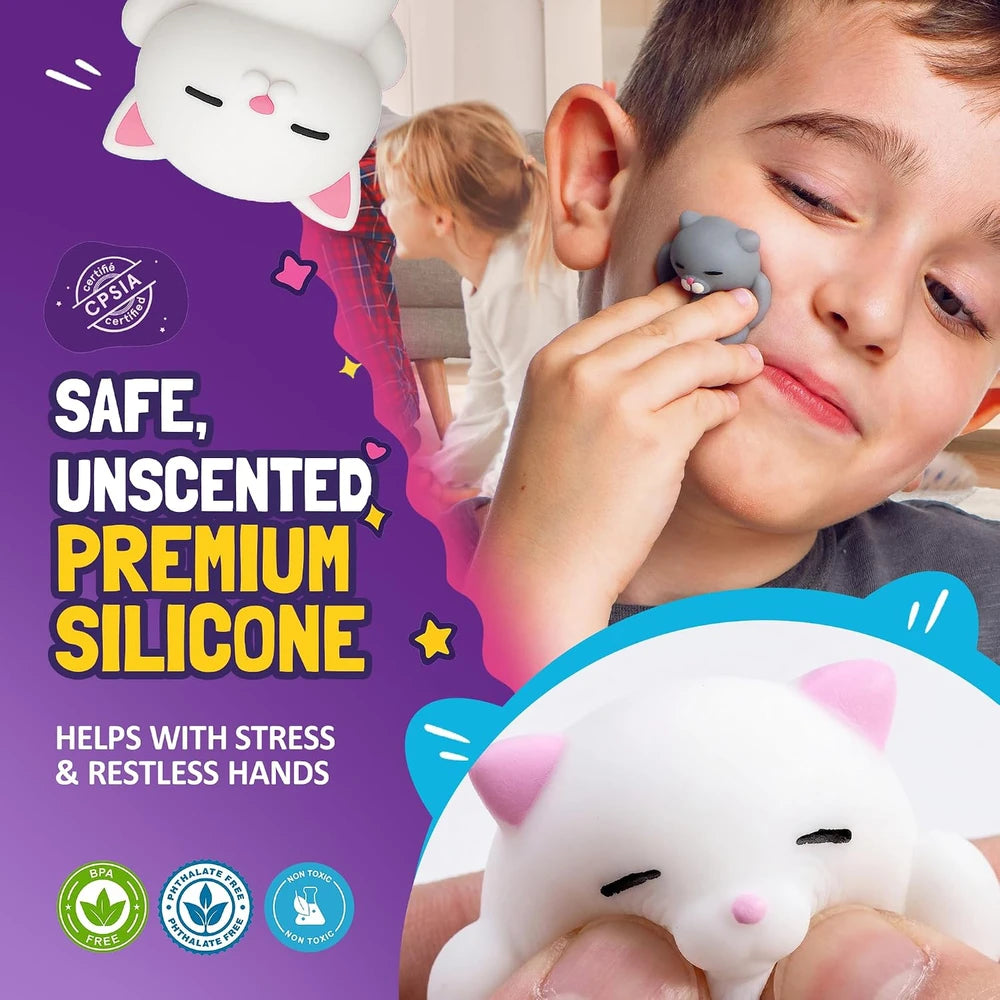 Mini Silicone Squishy Cat Set